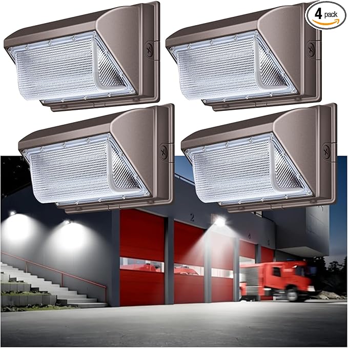 120W LED Wall Pack, 15840 Lumen Super Bright Outdoor Wallpack Lights, 5000K Waterproof Commercial Security Wall Mount Exterior Flood Lighting for House Yard Building Warehouse 4Pack