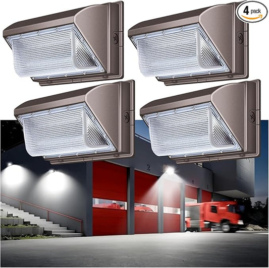 120W LED Wall Pack, 15840 Lumen Super Bright Outdoor Wallpack Lights, 5000K Waterproof Commercial Security Wall Mount Exterior Flood Lighting for House Yard Building Warehouse 4Pack