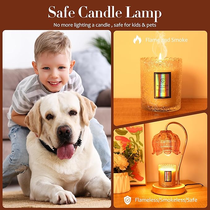Flower Candle Warmer Lamp with Timer - Dimmable Electric Candle Warmer for All Jar Scented Candles - Mother's Day Gift Home Decor for Women