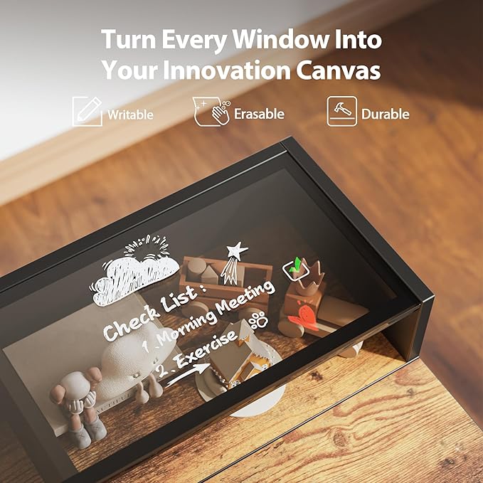 Agilestic Glass Standing Desk with Storage, 48 Inch Electric Adjustable Desk with Glass Shelf, Sit Stand Up Home Office Computer Table, Splice Board, Rustic Brown