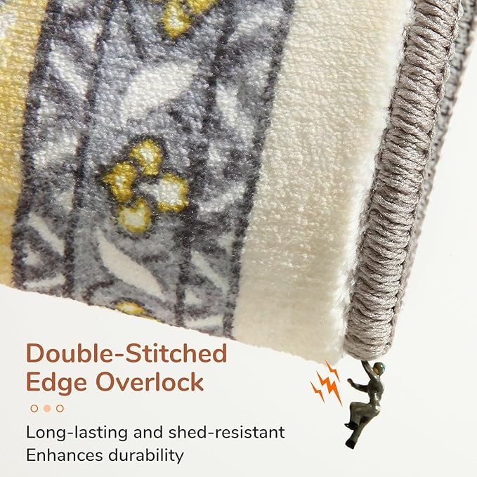 OPPODREAM Thin 6x9 Area Rugs, Washable Rug 6x9 with Non Slip Backing, Faux Cashmere Low-Pile 6 x 9 Carpet, Yellow