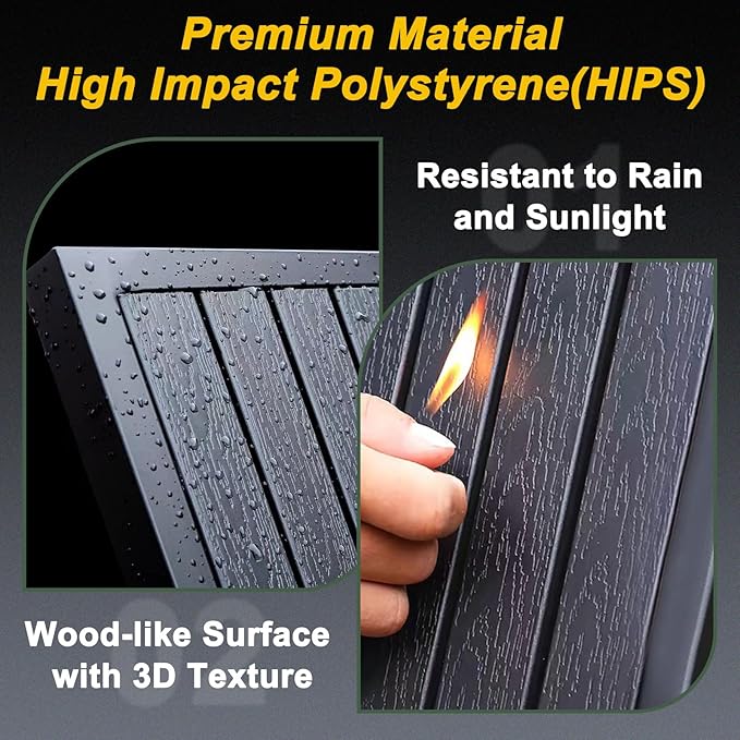 ZZV Outdoor Dining Table for 6-Person Rectangle Indoor Outdoor Table with Wood-Like Surface, Weather-Resistant Outside Dining Table for Patio Lawn Garden Backyard, 35" D x 63" W x 29" H, Black