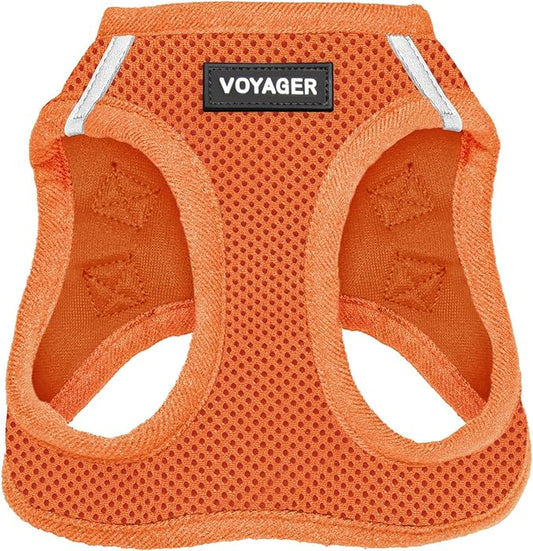 Best Pet Supplies Voyager Step-in Air Harness - All Weather Mesh, Reflective, No Pull Harness for Dogs, Cats - Secure with Hook & Loop Fastener, Buckle, Double D-Rings - Orange, XS