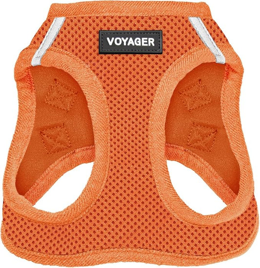 Best Pet Supplies Voyager Step-in Air Harness - All Weather Mesh, Reflective, No Pull Harness for Dogs, Cats - Secure with Hook & Loop Fastener, Buckle, Double D-Rings - Orange, XL