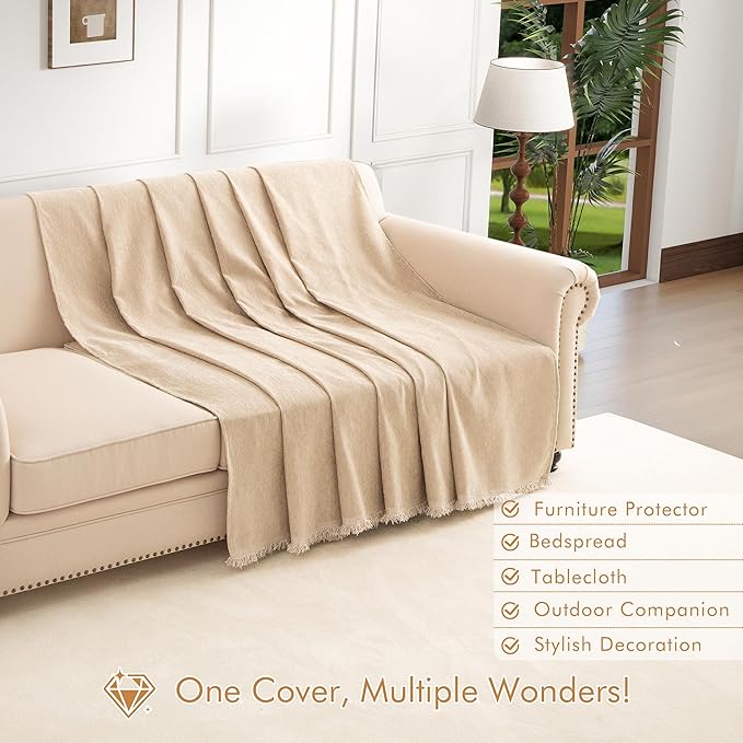 Couch Cover for 3-4 Cushion Couch Sofa Pet Friendly, Chenille Sectional L Shaped Sofa Cover Washable for Dogs Cats Kids, Furniture Protector Slipcover Decor for Living Room, 71"x150"