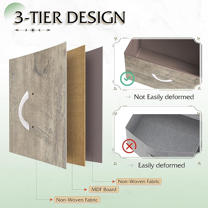 WLIVE Nightstand, 2 Drawer Dresser for Bedroom, Small Dresser with 2 Drawers, Bedside Furniture, Night Stand, End Table with Fabric Bins for Bedroom, Closet, College Dorm, Greige Oak