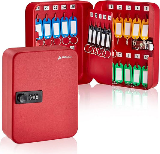 AdirOffice Steel Combination Lock Keys Cabinet Security Storage Box Organizer Holder Locked Key Box Wall Mount 30 Slots