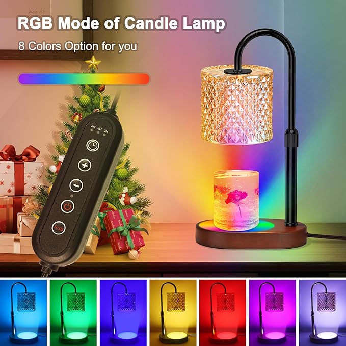 Candle Warmer Lamp with Timer, Dimmer Candle Lamp with RGB Light, Height Adjustable, Ideal Home Decor and Housewarming Gift for Mom, Women