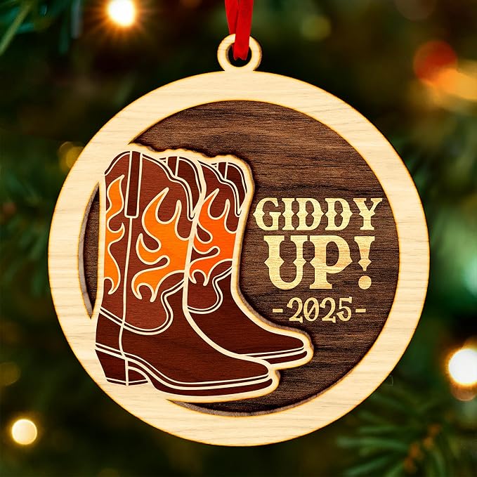 Cowboy Boot Ornament - Perfect for Cowboy Christmas Tree Decorations, Unique Themed Ornaments for Dad, Ideal Cowboys Ornament for Christmas, Collectible Cowboy Boot Ornaments for Tree.