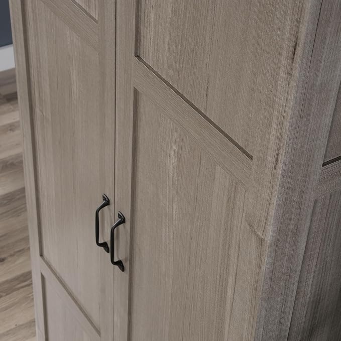 Sauder Select Storage Cabinet, Pantry Cabinet Kitchen Storage with Adjustable Shelves, Bathroom Storage Cabinet, in Silver Sycamore