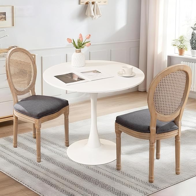 SoarFlash Kitchen Table and Chairs for 2, 31.5" Dining Table Set for 2 with French Dining Chairs, 3 Piece Round Kitchen Table Set, Dining Room Table Set for Small Space, Apartment