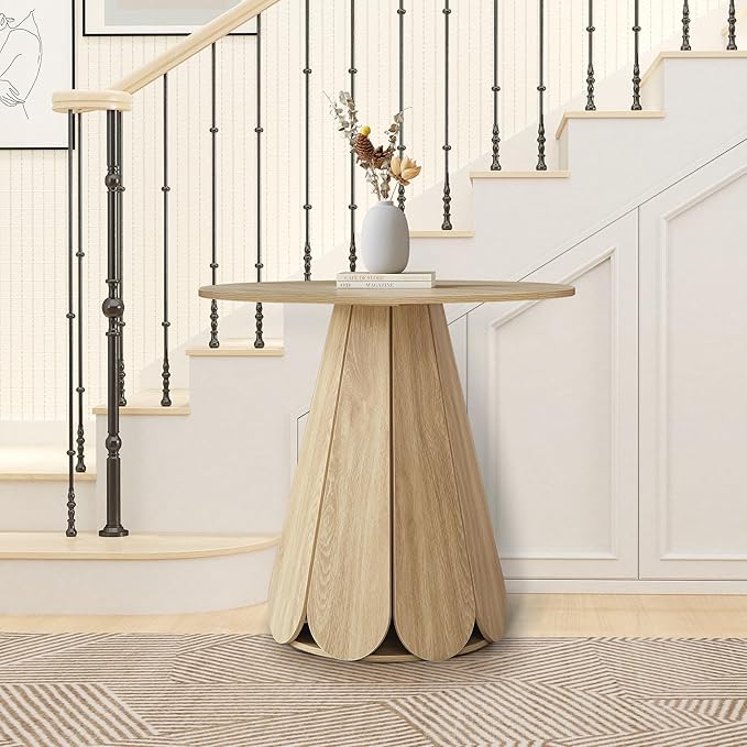 31.5 inch Small Round Dining Table, Modern Kitchen Table for 2 to 4 Person, Farmhouse Wood Circle Dining Room Tables with Pedestal Base, Space Saving Dinner Tables for Apartment, Small Space, Natural