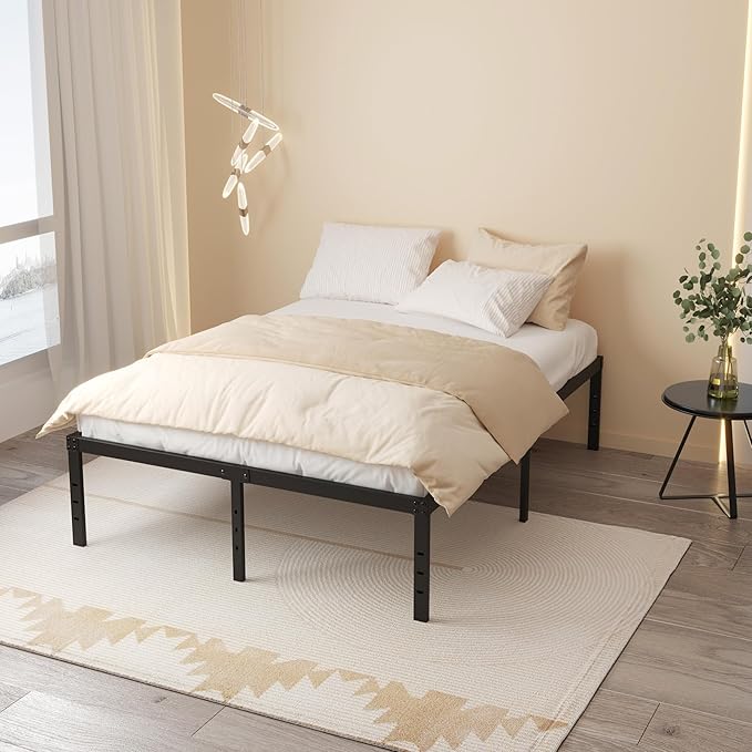 California King Bed Frames, 20 Inch Heavy Duty Metal Platform Support Up to 3000 lbs with Steel Slat, No Box Spring Needed, Easy Assembly, Noise Free, Black
