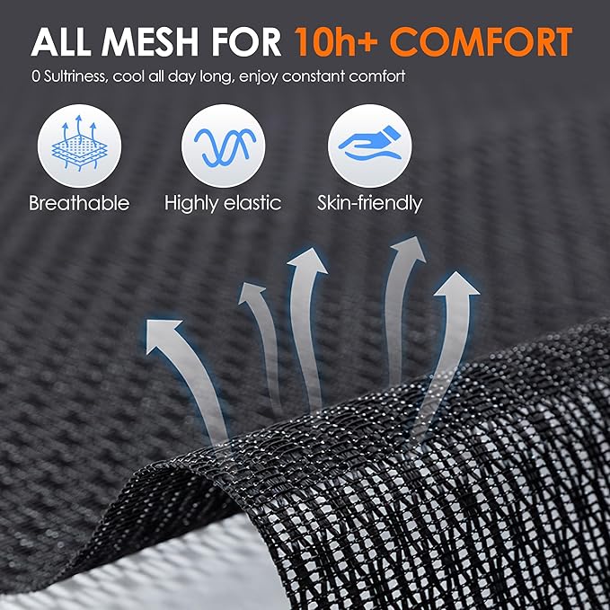 GABRYLLY Ergonomic Mesh Office Chair, Adjustable Home Desk Chair with Folding Armrest, 2D Headrest, Soft Seat and PU Wheel, Black Swivel Task Chair for Office, Business, Student (GY1108)