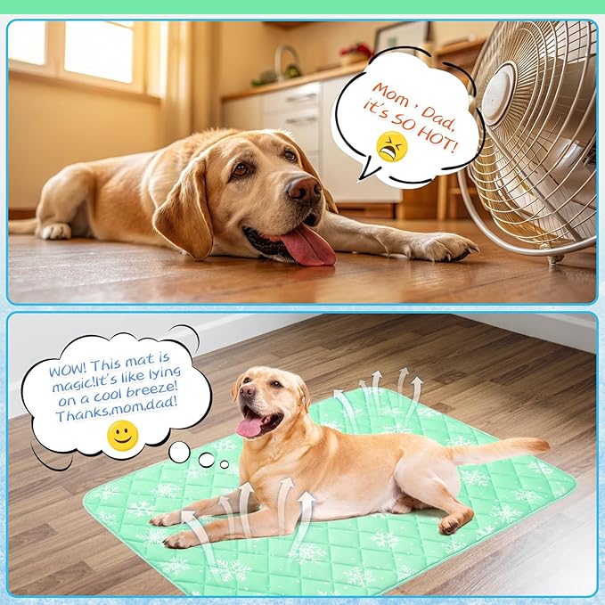 KOOLTAIL Dog Cooling Mat, 48''*28'' Upgraded Extra Large Cooling Pet Pad for Dogs Cats, Summer Dog Blanket Kennel with Non- Slip Bottom, Washable Mats for Bed Sofa Crate Playpen Outdoor Indoor