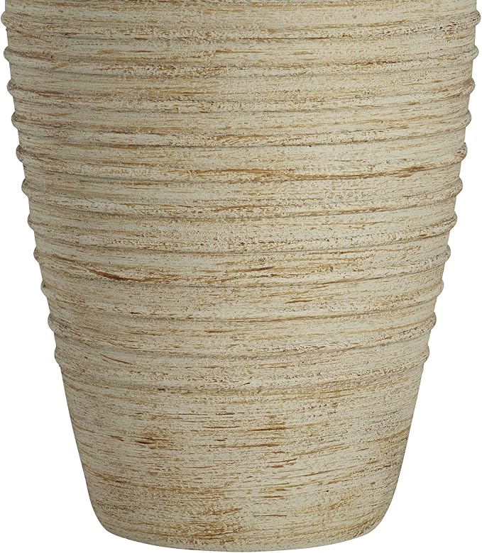 John Timberland Austin Country Cottage Southwest Style Jug-Shaped Table Lamp 28" Tall Sand Tone Desert Ridged Cream Linen Drum Shade for Living Room Bedroom House Bedside Nightstand Home Office