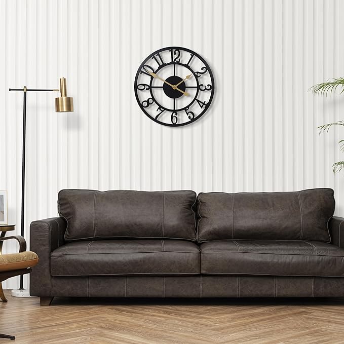 LEIKE Arabic Numeral Wall Clock 12IN Battery Operated Black, Silent Non Ticking, Wall Clocks for Living Room Decor, Small Classic for School, Office, Home, Kitchen, Bedroom