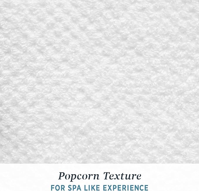 Welhome Franklin Premium 6 Pack Hand Towels Popcorn Textured White Bathroom Towels Hotel & Spa Towels for Bathroom Soft & Absorbent | 600 GSM 100% Cotton Hand Towels