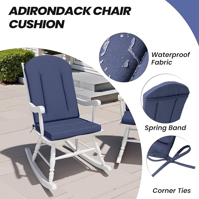 Crestlive Products Adirondack Chair Cushion Outdoor Rocking Chair Cushion Water Resistant 50x20 Inch High Back Patio Replacement Cushion, Sky