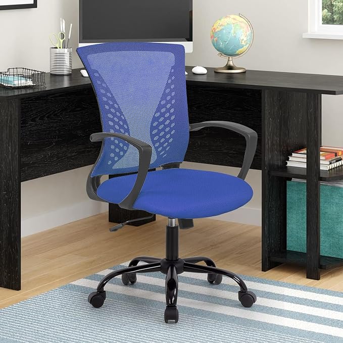 Office Chair Ergonomic Desk Chair Mesh Computer Chair with Lumbar Support Armrest Rolling Swivel Adjustable Task Chair for Adults(Blue)