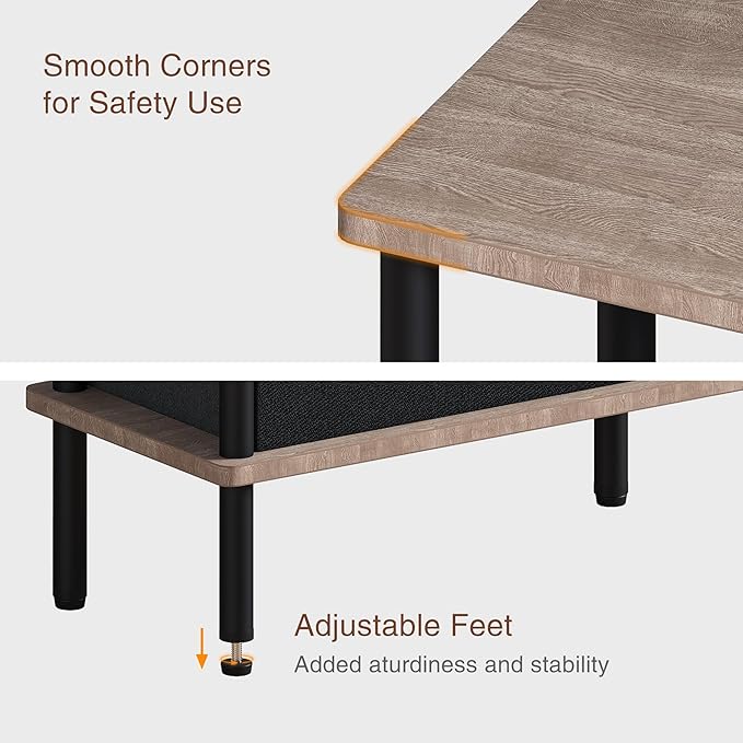 Narrow Side Table with Fabric Basket, Set of 2 End Table for Small Spaces, Slim Nightstand with 3-Tier Storage Shelf, Sofa Beside Table, for Living Room, Bed Room, Natrual Walnut