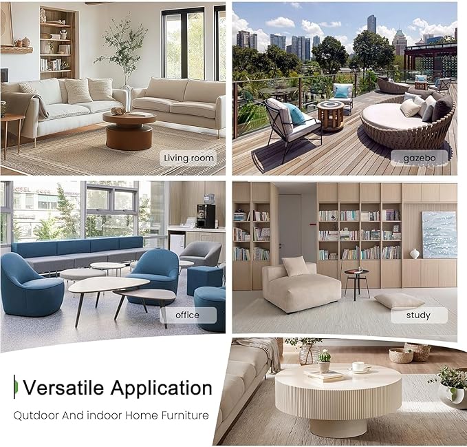 Round Coffee Table for Living Room, 30.91'' Modern Handcraft Drum Coffee Table Unique Fluted Coffee Tables Wood Center Table End Table for Small Space, Farmhouse Apartment Office (White Thickened)