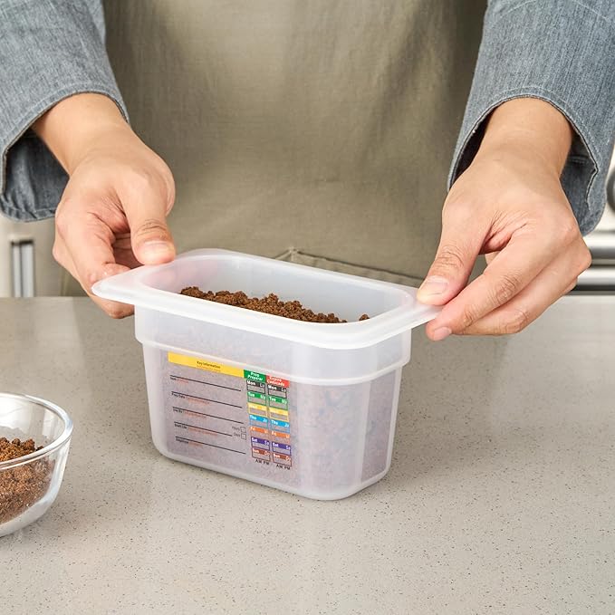 Restaurantware Food Pans Pack of 10 Plastic Rectangle Food Containers 1/9 Size with Traceability Label, Storage Containers Dishwashable Hot Cold Friendly for Restaurants Buffet Commercial Use