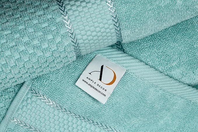 Ample Decor 100% Cotton Washcloths Set of 20 12 X 12 Inch - Highly Absorbent, Popcorn Textured - Mulaayam Collection - Mint Green 20Pcs