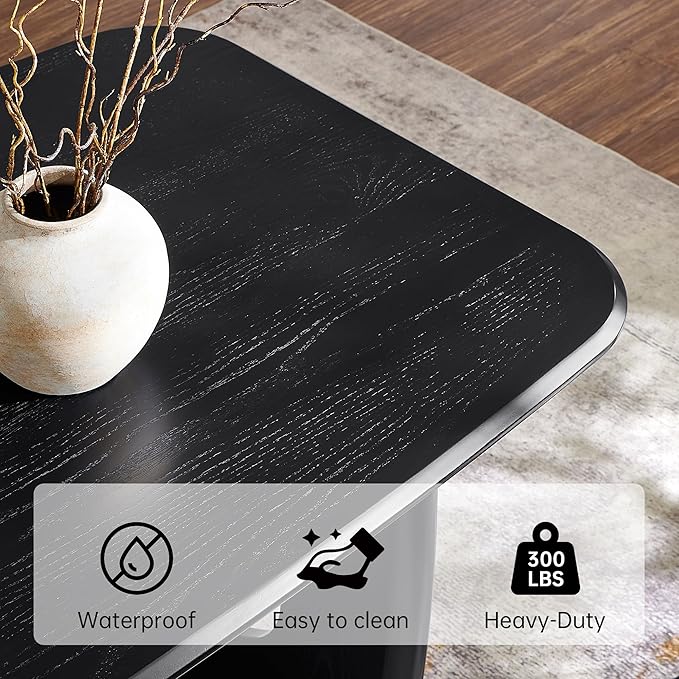 Morden Fort Modern Dining Table for 4-6 People,68'' Rectangle Dining Table, Kitchen Table with Pedestal Base, Dinner Table for Dining Room, Kitchen, Living Room (Black)