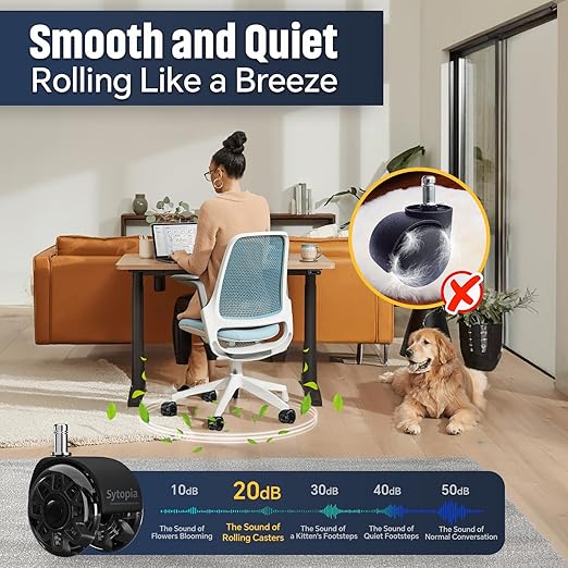 Sytopia Office Chair Wheels Replacement, 2.5 Inch Heavy Duty Caster Set, for Carpet and Hardwood Floors, Universal Size 11x22mm, Fits 99%, Black