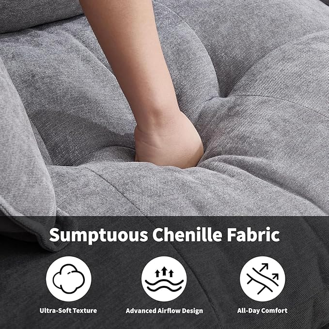 84" Loveseat Sofa, Modern Couches for Living Room,Double-Layer Cushion Cloud Couch with Deep Seat,Super Comfy Chenille Sofas,Sturdy Frame, Easy Assembly for Bedroom, Apartment, Office, Dark Grey