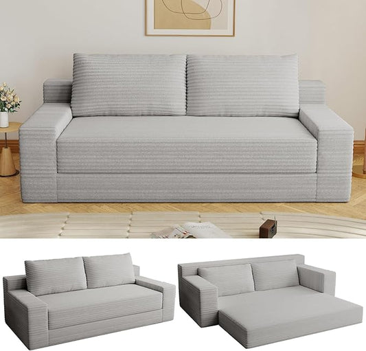 70.78" Loveseat Sofa, Modern Small Corduroy Couch Comfy Deep Seat for Living Room, Bedroom, Apartment, Home Office, No Assembly, Light Grey