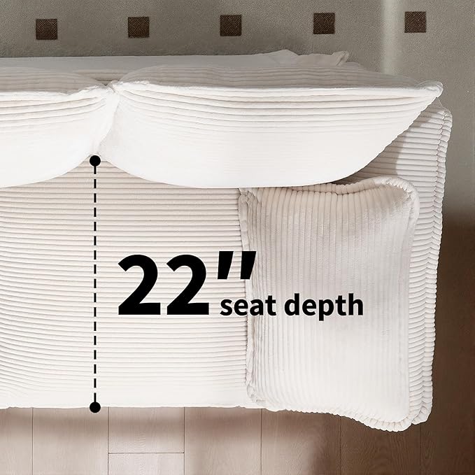 83" Loveseat Sofa, Cloud Couches for Living Room, Comfy Corduroy Couch with Deep Seat, Love Seat Couches for Bedroom, Apartment and Office, Easy Assemble for Small Space (Beige)