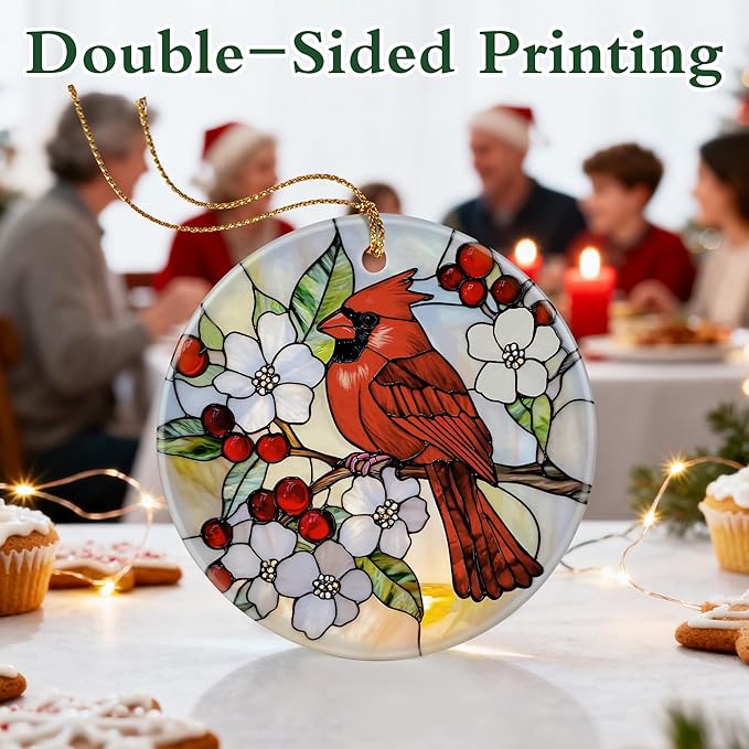 Red Cardinal Ornament | Christmas Ornaments, Christmas Decorations, Hanging Ornaments for Tree, Red Bird Decor Gift | Cardinal Memorial Gifts, Bird Lover Gifts | Gift Exchange Ideas
