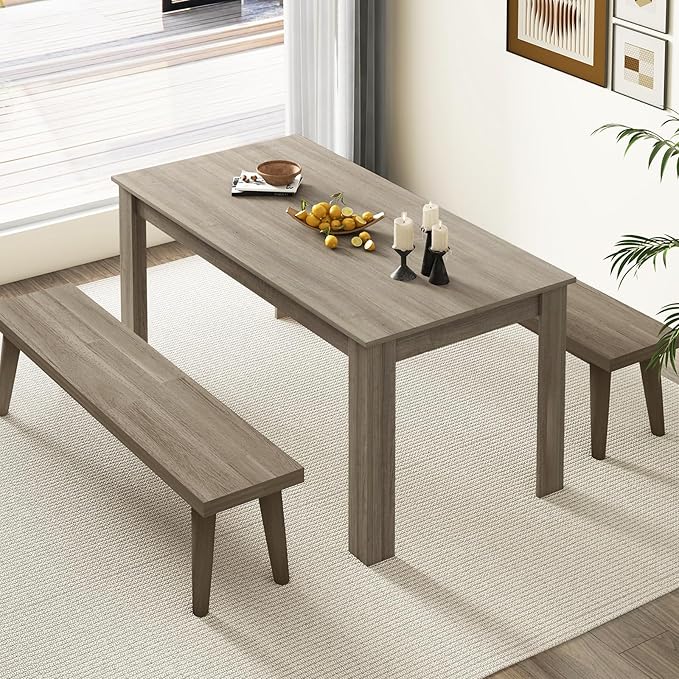 Giantex Large Farmhouse Dining Table - 63" L x 31.5" W x 30" H, 330LBS Capacity, Center Table for Living Room, Home Office, Kitchen, Dinette, Dinner, Oak