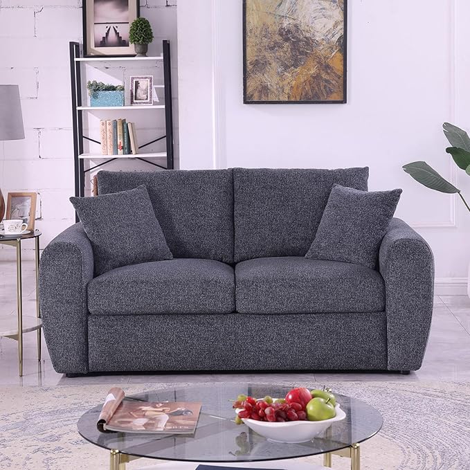 Sofa Couch, 66.5" Gray Modern Couch with Deep Seats, Chenille Fabric Comfy Sofas with Wooden Interior,loveseat Couch with Wide Armrest, Couches for Living Room, Bedroom and Office