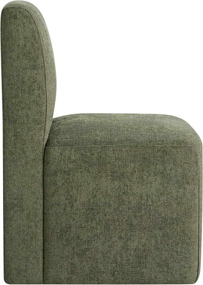 CHITA Dining Chairs with Casters Set of 2, FSC Certified Upholstered Armless Modern Rolling Dining Chairs with Rollers for Bedroom Reading Room Living Room, Moss Green