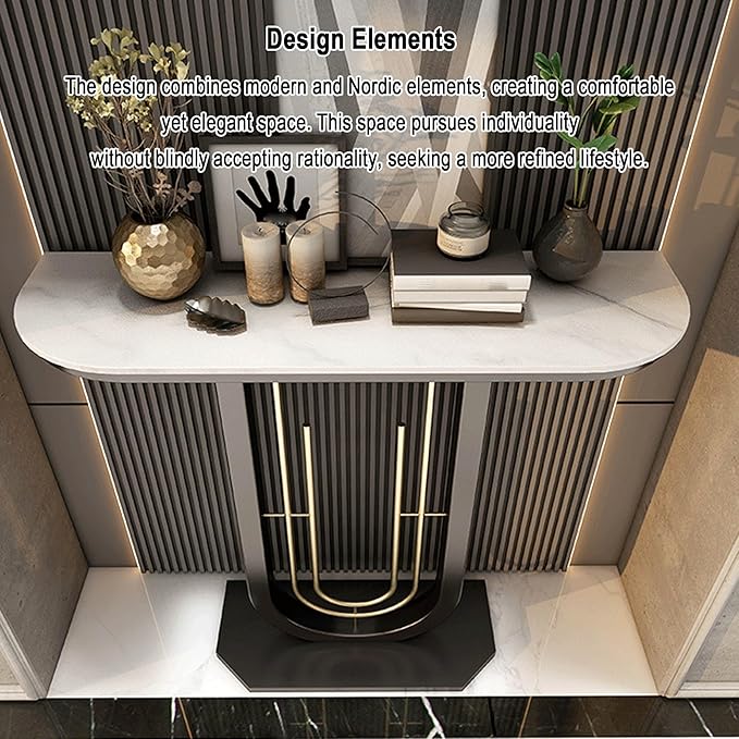 Console Table for Entryway Hall, Against Wall Hotel Long Porch table,stone top recibidor de entrada casa,Entry Home Wall Art Strip Table,for Living Room(A,39.4*11.8*31.5in/100*30*80cm)