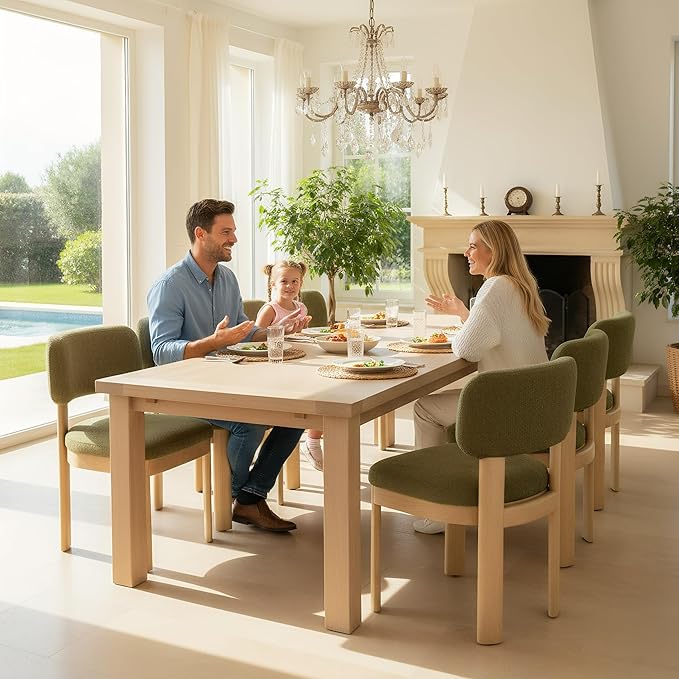 Green Upholstered Dining Chairs Set of 2 Chenille Fabric Dining Room Chairs Modern Barrel Kitchen Chairs with Curved Backrest and Wooden Legs