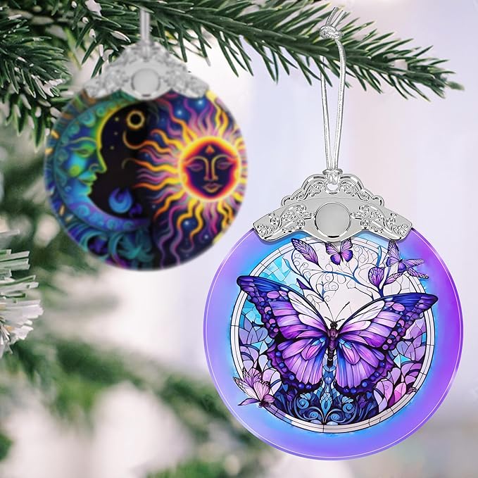 Butterfly Stained Glass Christmas Ornament - Tree Decoration Idea