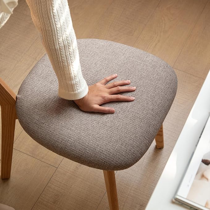 Solid Wood Dining Chair - FAS-Grade North American Oak, Heavy Duty Dining Chair with Ergonomic Curved Back,Padded Dining Chairs for Heavy People,Easy Assembly,400 lb Capacity