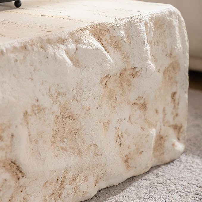 35.43" MgO Square Centre Coffee Table Vintage Faux Stone Sofa Pre-Modern Coffee Tables for Living Room Office Apartment,Amber