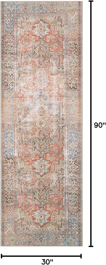 Loloi Loren Collection LQ-15 Terracotta/Sky 2'-6" x 7'-6" Runner Rug