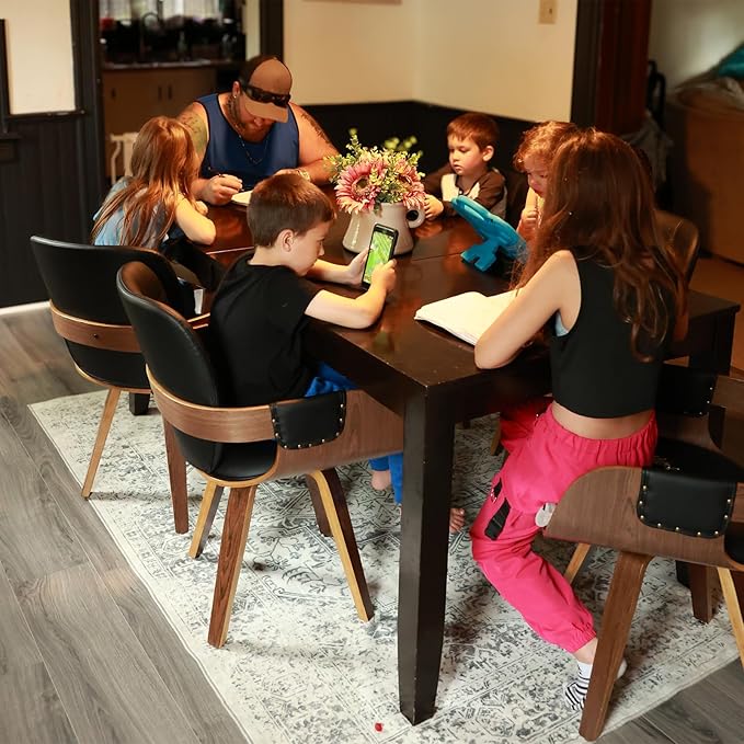 Set of 1 Mid Century Modern Chair - Swivel Dining Chair with Arms and Curved Back, Faux Leather Reception Room Chairs, Ideal for Kitchen/Living Room/Reception/Desk (Walnut Green)