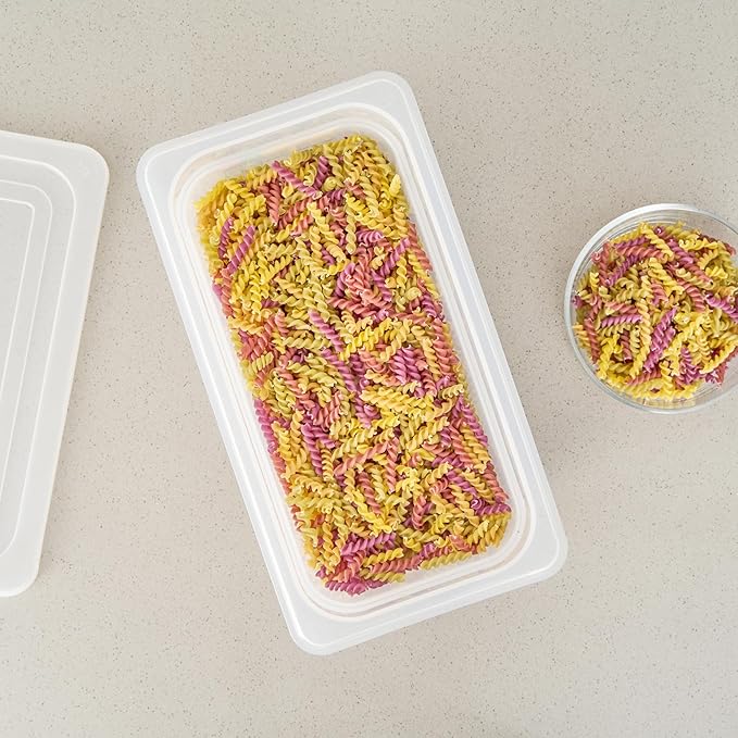 Restaurantware Food Storage Container 1 Pack of 12.7 x 6.8 x 7.8 Inches Plastic Stackable Storage Box White Reusable Label Container Dishwasher Safe For Restaurants And Kitchens