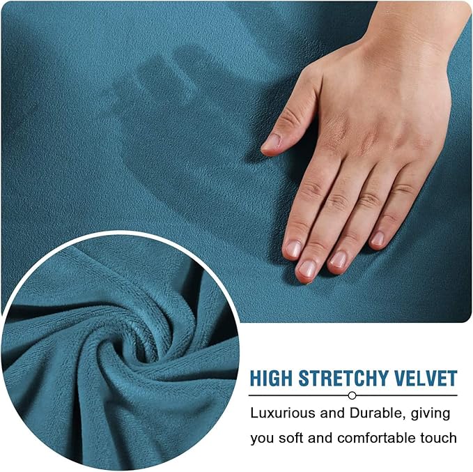 Velvet Plush Stretchable Office Computer Chair Cover Ergonomic - Cat Proof Protector for Mesh Office Desk Chair with Wheels and Armrests - Executive Rotating Chairs for Home Office,Peacock Blue,XL