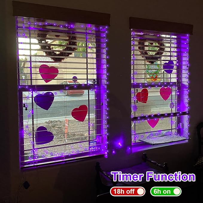 QITONG 165ft 500 LED Purple Christmas Lights, Clear Wire Outdoor String Lights with 8 Modes, Twinkle Xmas Lights Indoor Plug in