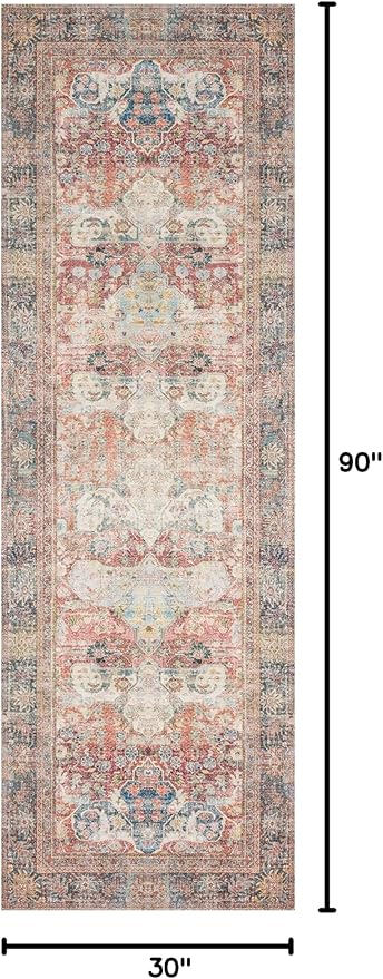 Loloi Loren Collection LQ-14 Brick/Multi 2'-6" x 7'-6" Runner Rug