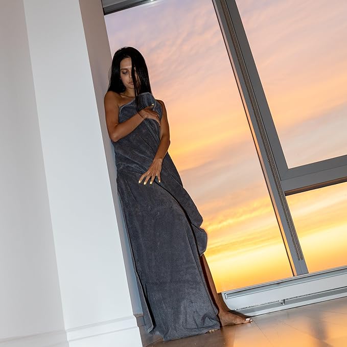 Mosobam Luxury Turkish Towels Bath Sheets 35X70 Navy Blue 700 GSM Bamboo Viscose & Aegean Turkish Combed Cotton