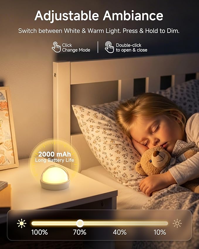 ZEEHOO Rechargeable Night Light, Portable Wireless Charging Egg Lamp, 2000mAh, Dimmable LED Night Light (8 Colors, 4 Modes), Mini Light for Kids, Toddler, Gift,Christmas Decorations
